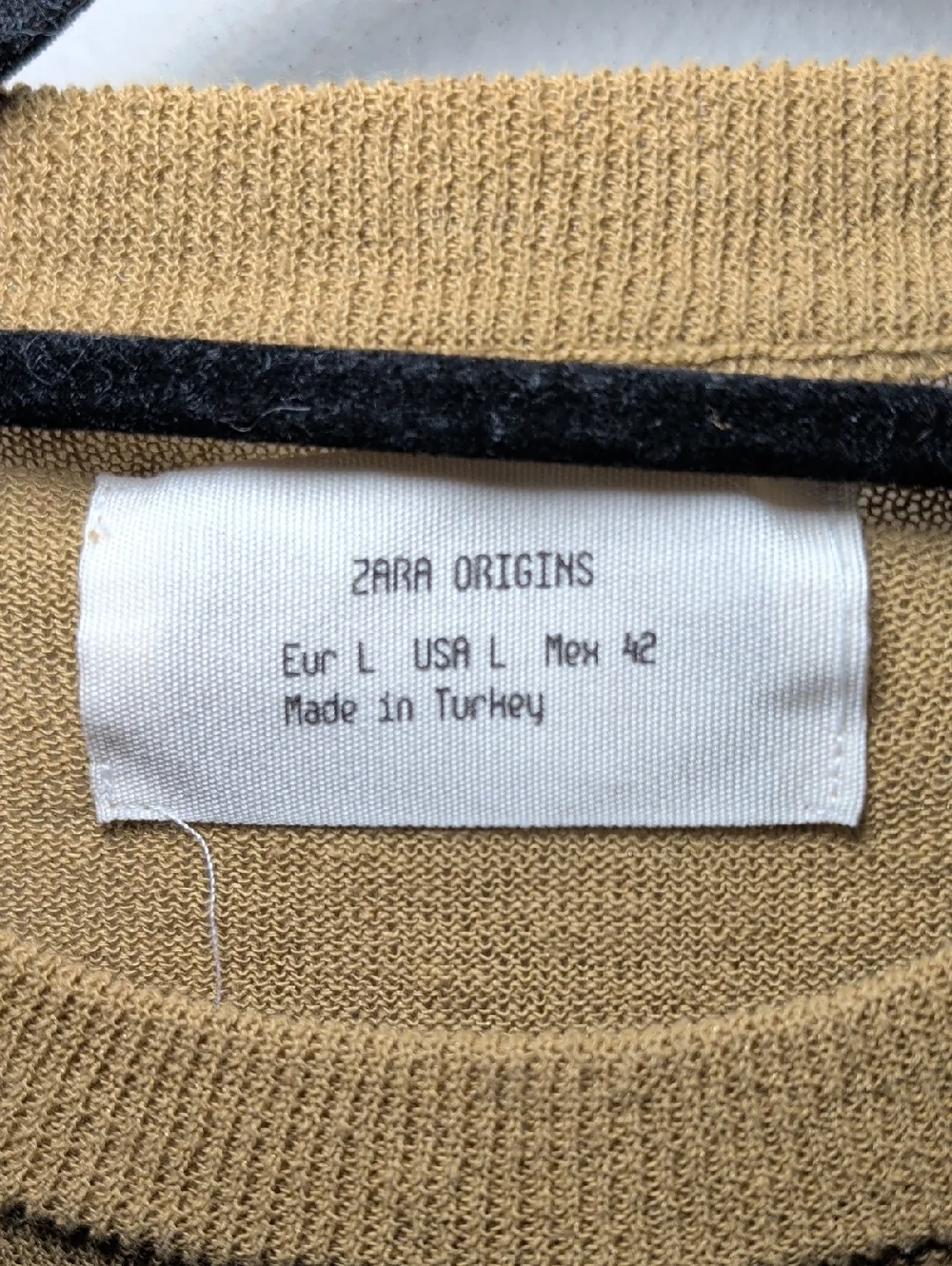 Zara Origins Camel Crewneck Sweater Cotton Linen Blend Minimalist Men's Size L